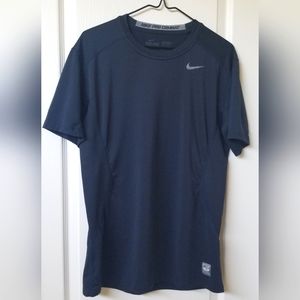 Mens Nike Pro Combat Dri Fit Workout Shirt Size Medium Navy Blue
